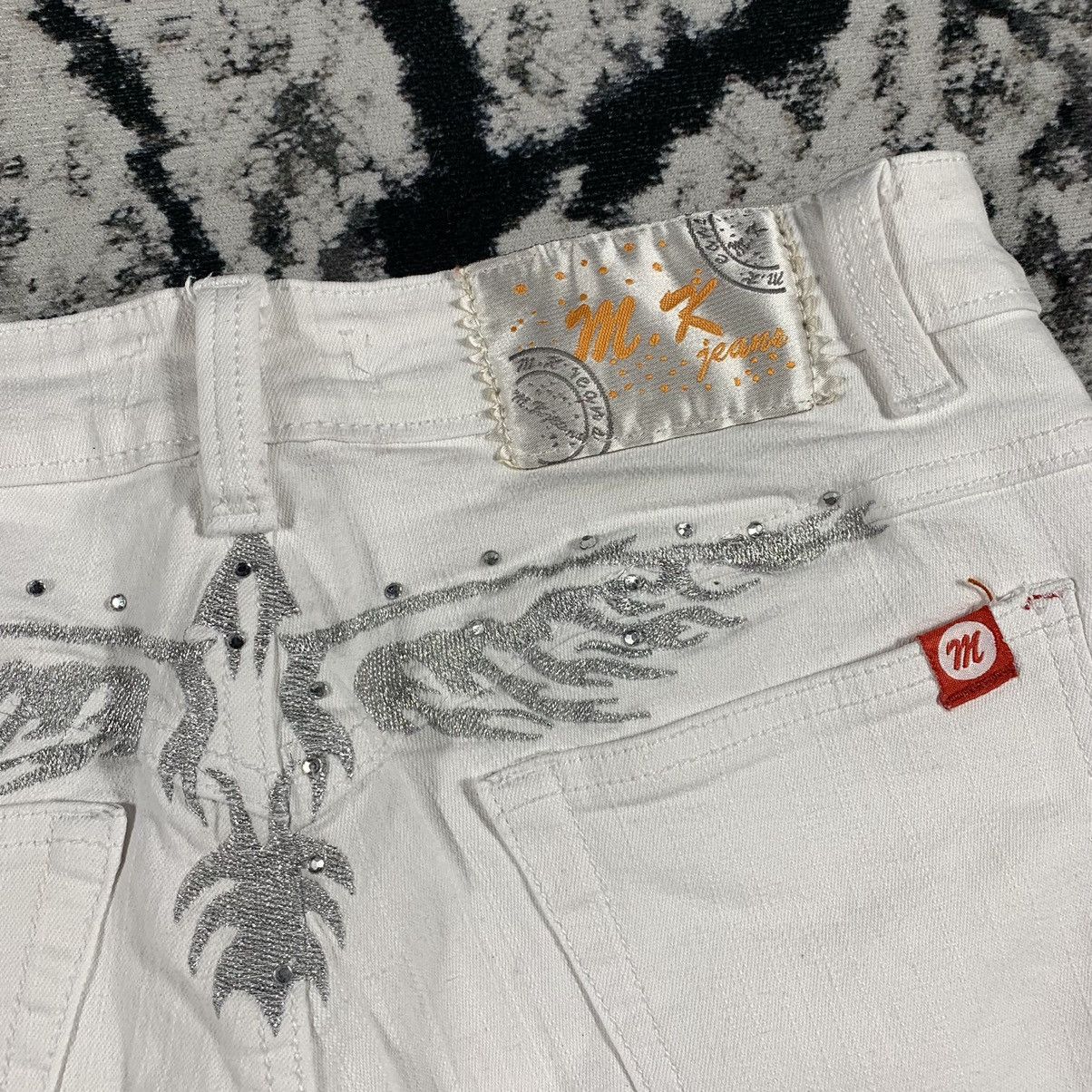 Japanese Brand × Vintage 🦅Vintage Crazy Embroidery Bird Pants Flared Jeans Drip Y2K Size US 30 / EU 46 - 4 Thumbnail