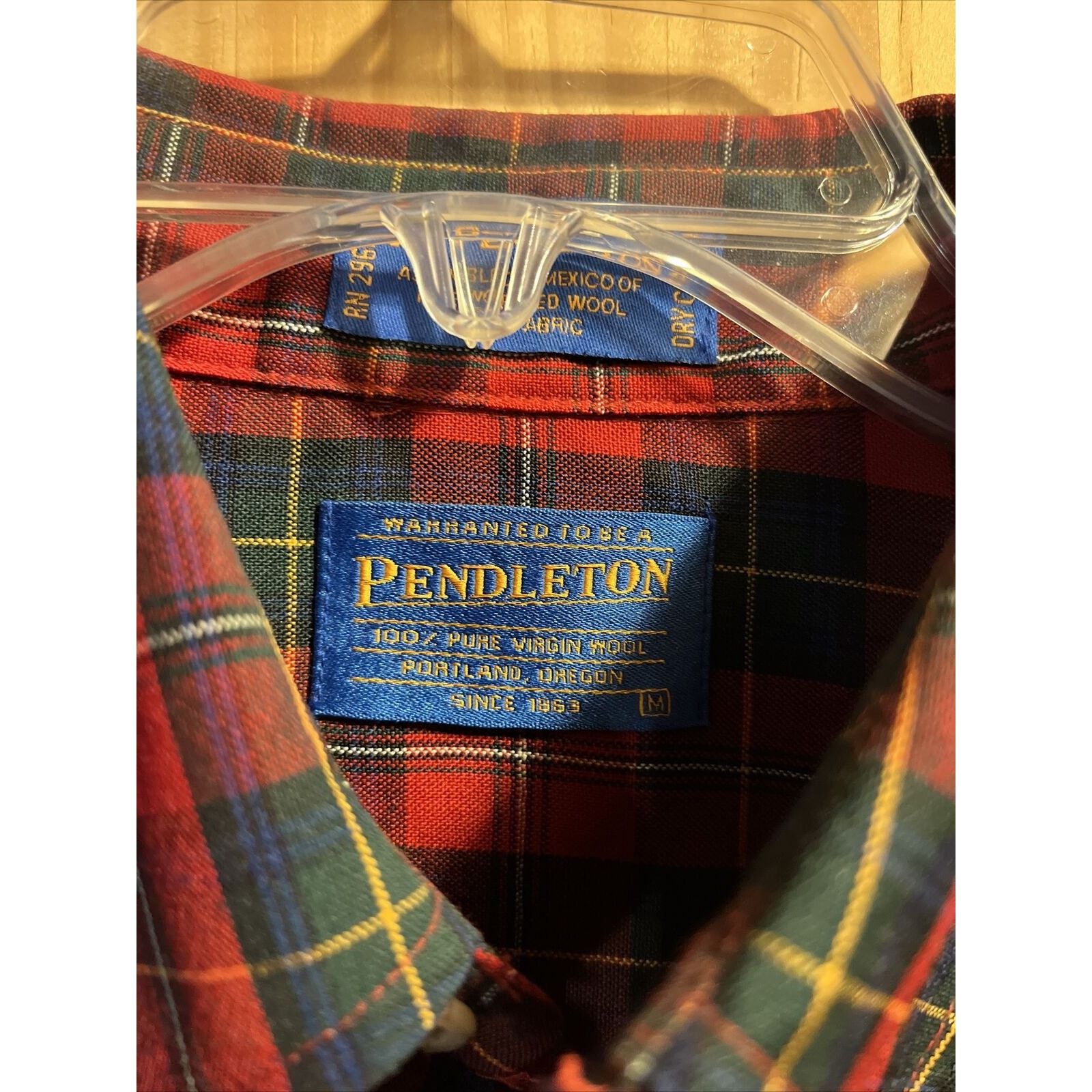 Pendleton Pendleton Men’s M Red Plaid Long Sleeve Button Up Wool Shirt Size US M / EU 48-50 / 2 - 3 Thumbnail
