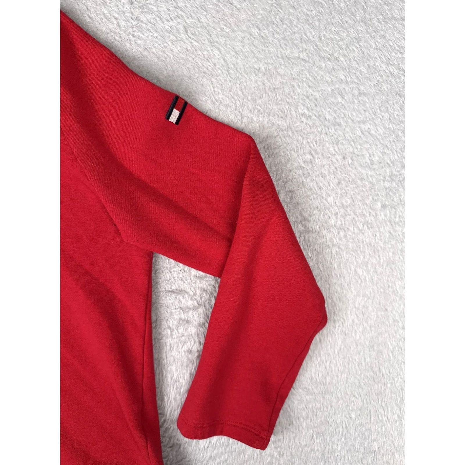 Tommy Hilfiger Tommy Hilfiger Sweater Womens L Red 1/4 Zip Mock Neck Jersey Logo Pullover Size L / US 10 / IT 46 - 2 Thumbnail