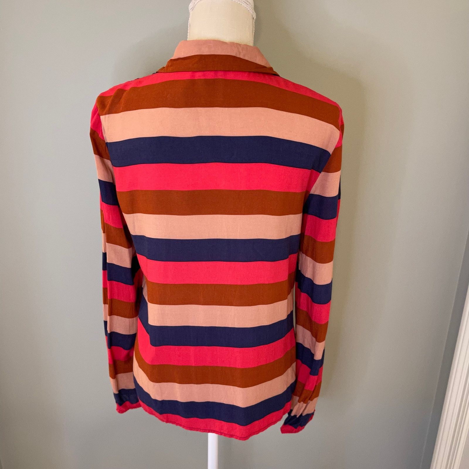 Cremieux Cremieux Button Front Rayon Striped Blouse Size M / US 6-8 / IT 42-44 - 5 Thumbnail
