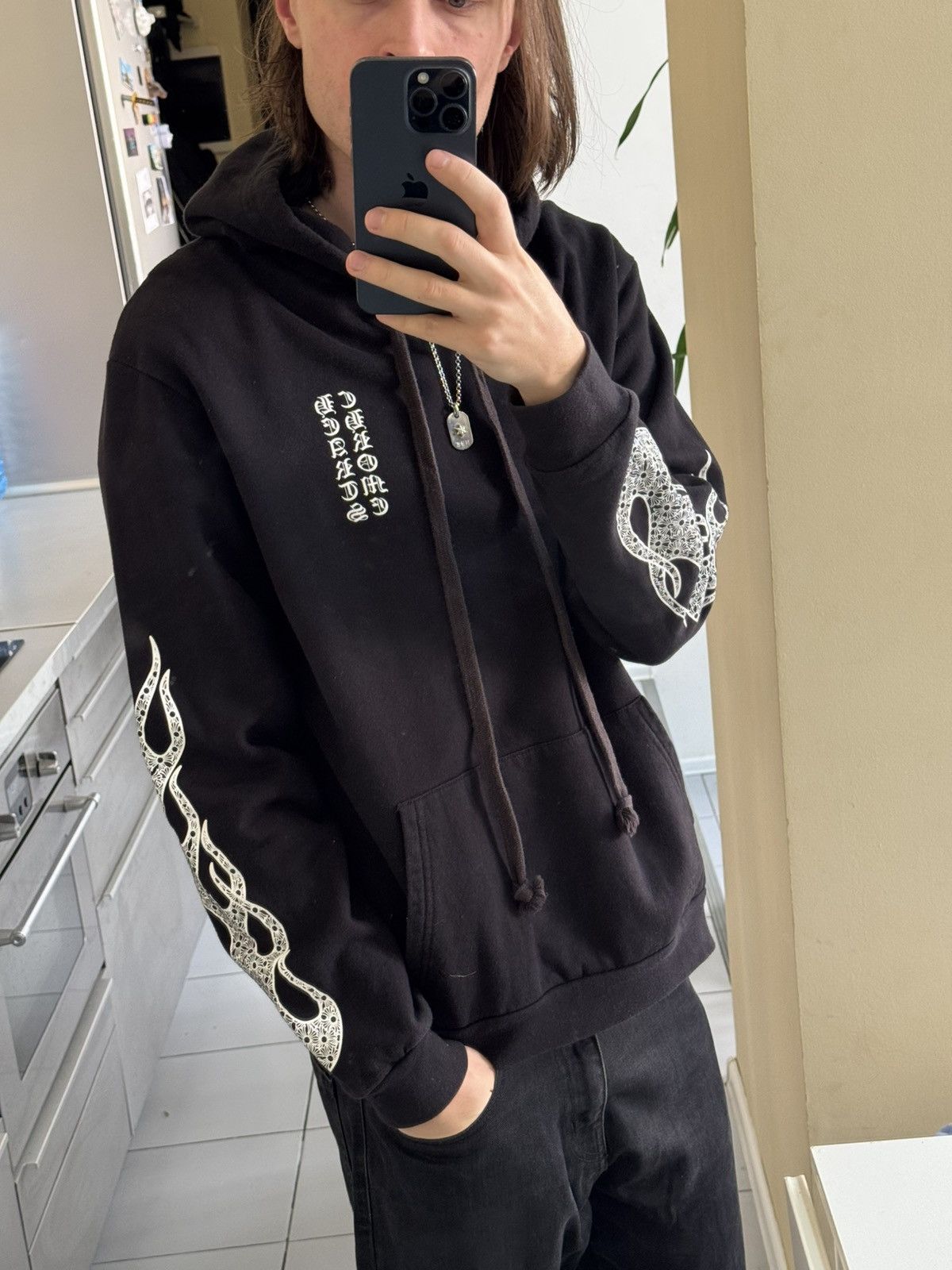 Chrome Hearts Chrome Hearts Flame Sleeve Hoodie(Black/L) Size US L / EU 52-54 / 3 - 5 Thumbnail