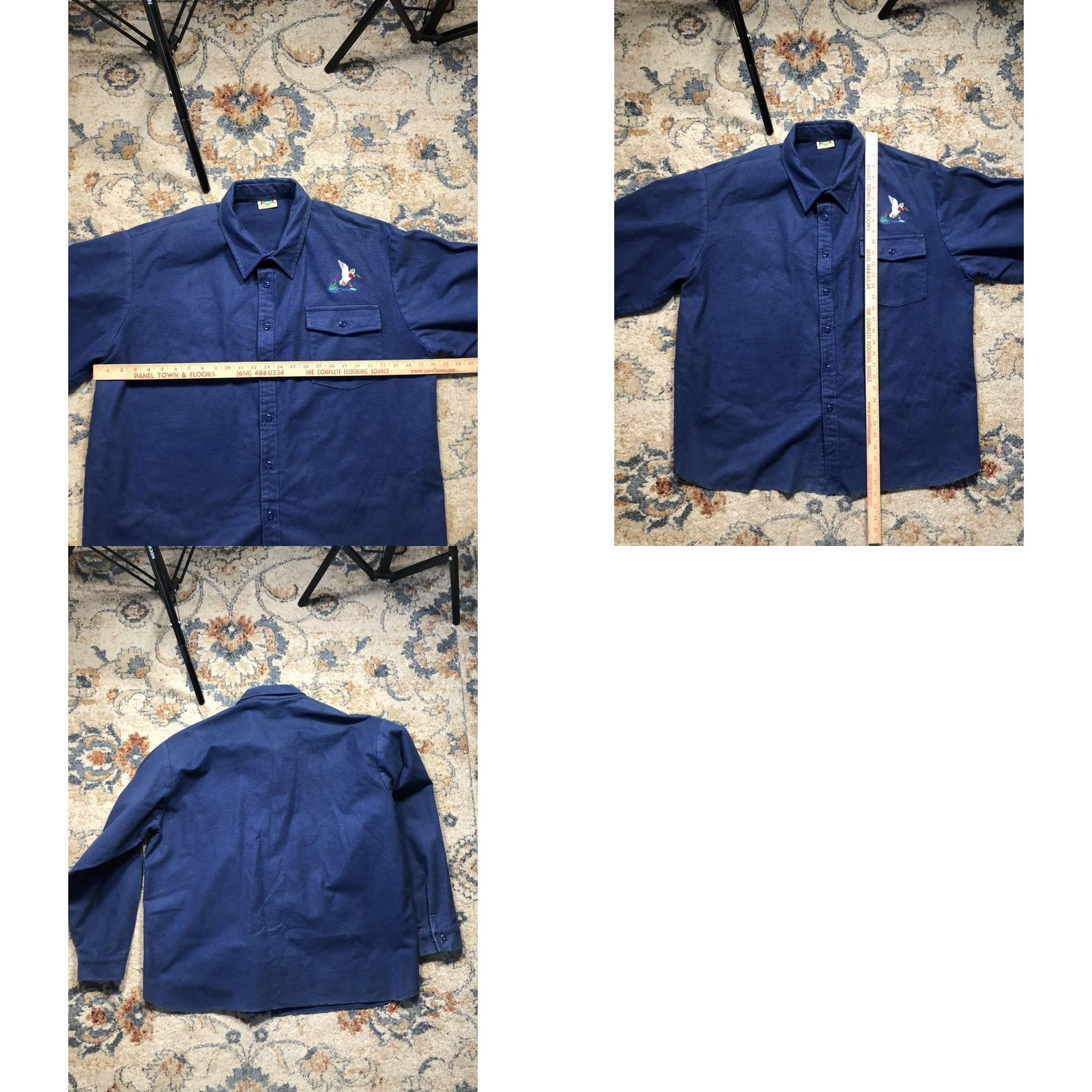 IDEA VINTAGE Ideal Shirt Mens 2XL Blue Flannel Duck Embroidered Hunting Made USA Size US XXL / EU 58 / 5 - 8 Thumbnail