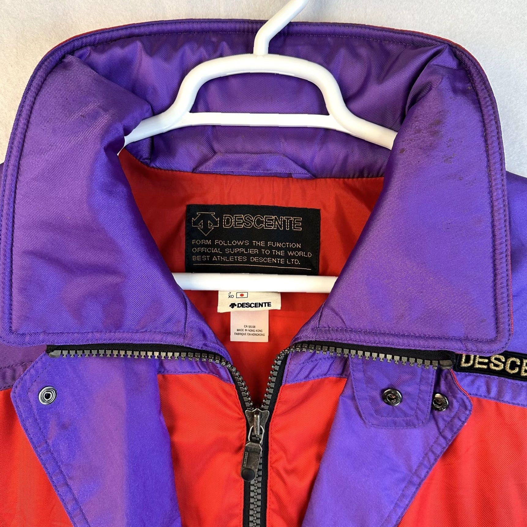 Vintage VINTAGE Descente Jacket Mens 52 Red Purple Entrant SC Ski Snow Stowaway Hood 90s Size US L / EU 52-54 / 3 - 2 Thumbnail
