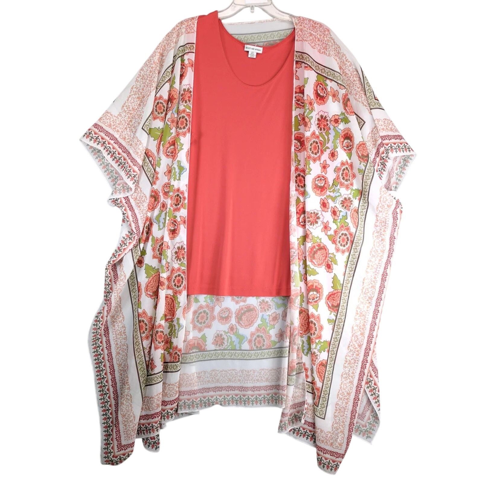 Other August Max Orange Tank & Sheer Floral Open Kimono Plus Size Size XXL / US 16-18 / IT 52-54 - 1 Thumbnail