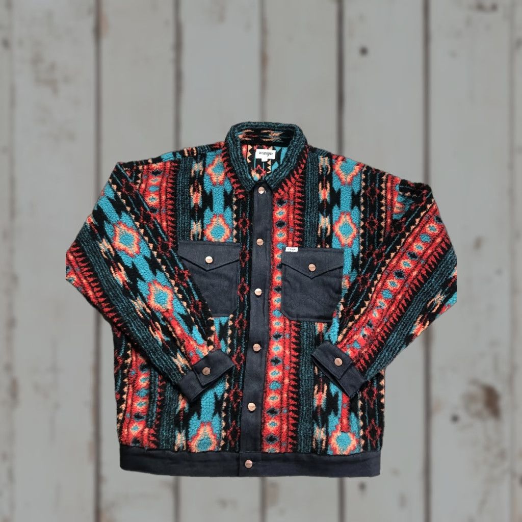 Wrangler Wrangler Jacket Mens L Multicolor Fleece Bomber Snap Front Western Aztec Geometric Pattern Size US L / EU 52-54 / 3 - 1 Thumbnail