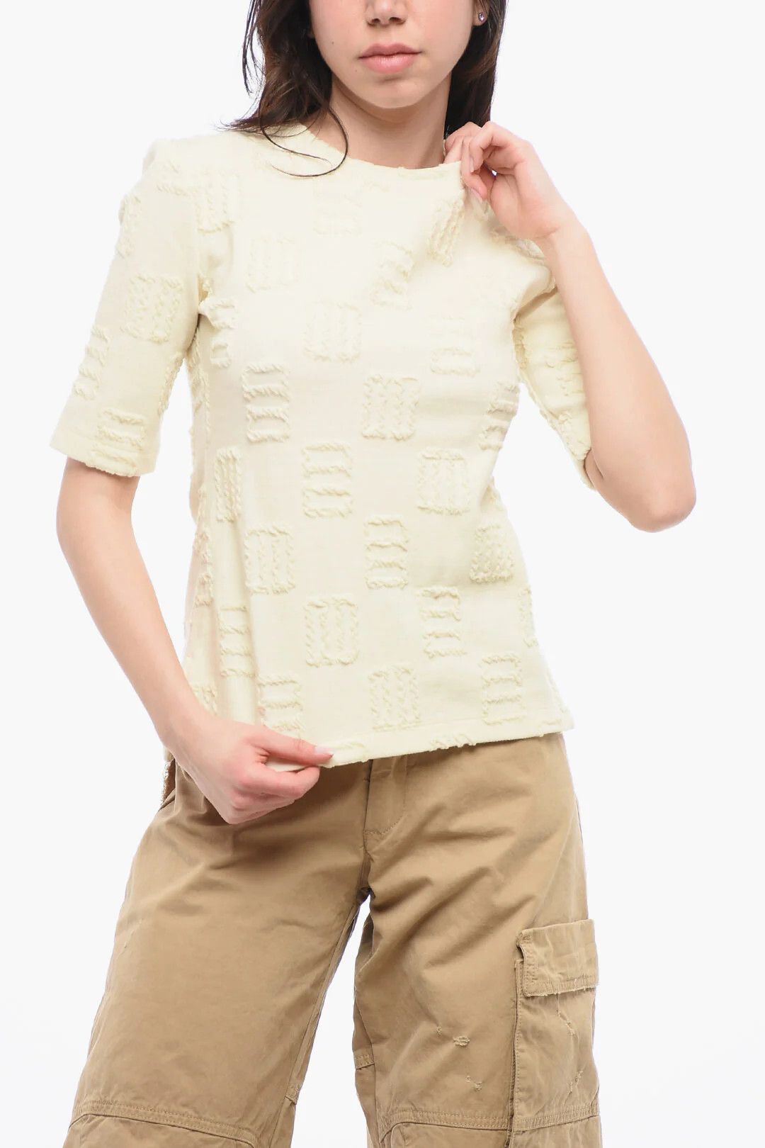 Ambush Design og1mm0426 Crewneck T-Shirt in Beige Size S / US 4 / IT 40 - 1 Thumbnail