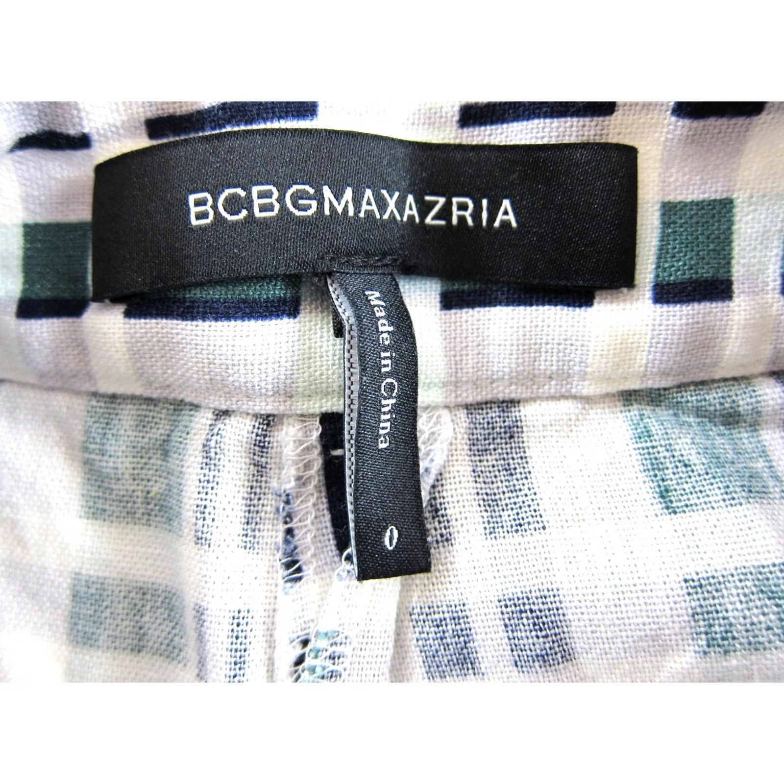Bcbgmaxazria BCBGMAXAZRIA Chino Shorts Women 0 Green Linen Rayon Flat Front Pockets High Rise Plaid Casual Spring Summer Fall Back to 4 seasons Size 25" / US 0 / IT 36 - 3 Thumbnail