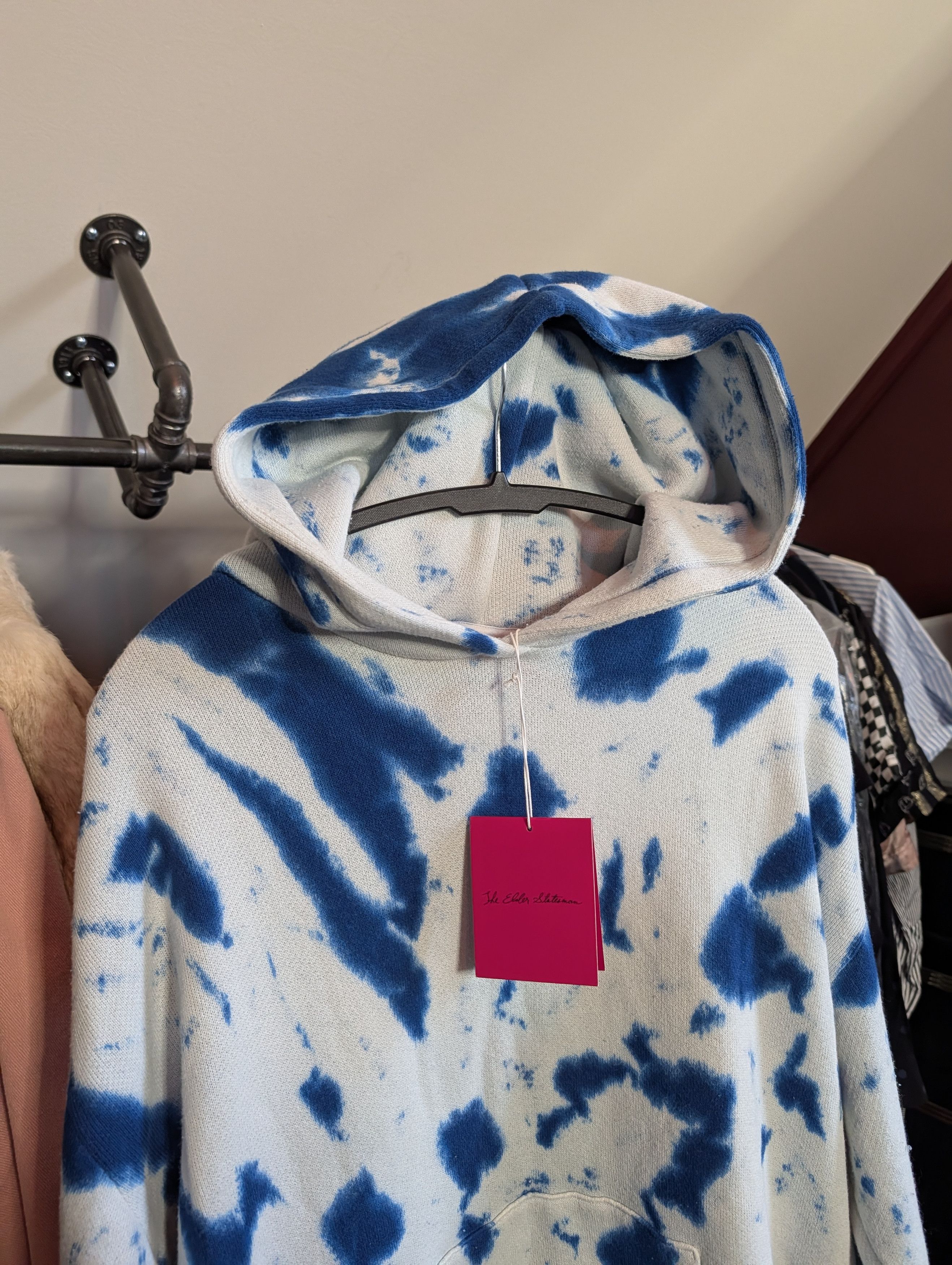 The Elder Statesman Cotton/Cashmere Knit Blue/White Tie Dye Hoodie NWT Size US S / EU 44-46 / 1 - 2 Thumbnail