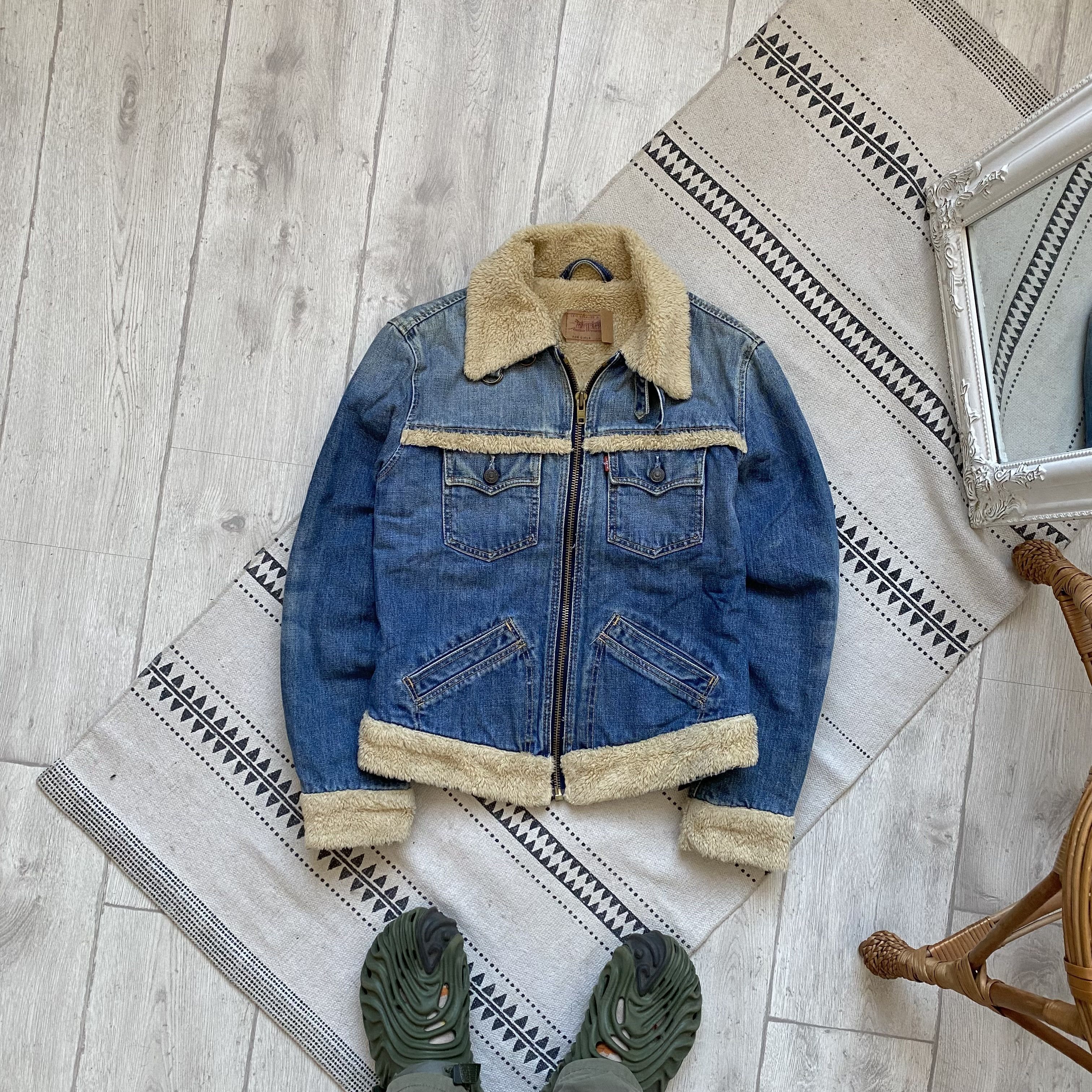 If Six Was Nine Vintage Y2K LEVIS Denim Faux Fur Jacket Sherpa kapital Size S / US 4 / IT 40 - 1 Thumbnail