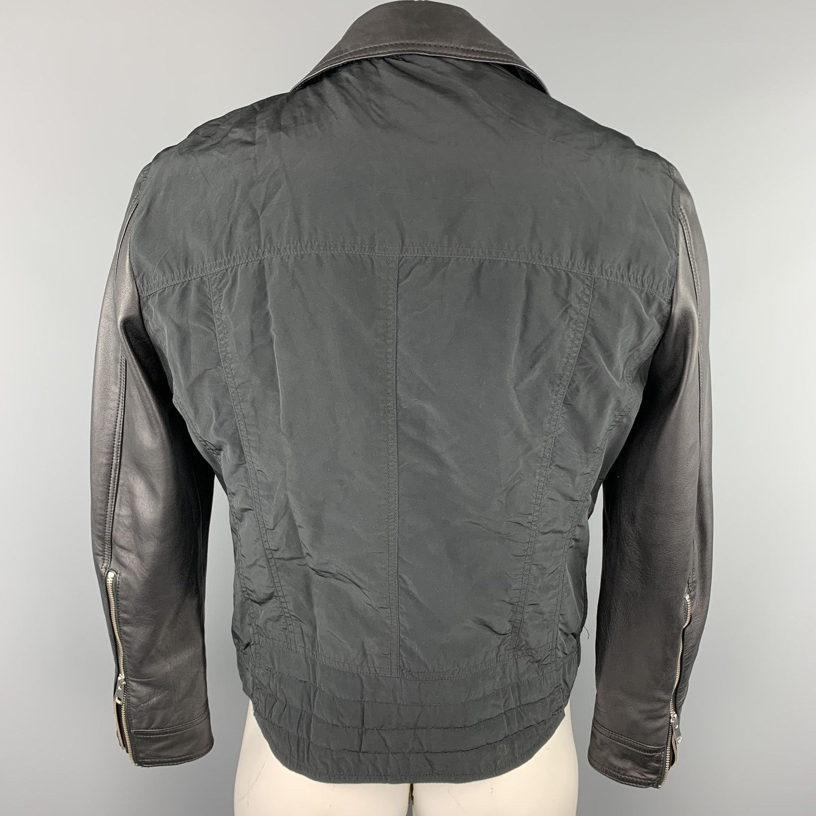 Lindberg J. LINDEBERG Size L Black Mixed Materials Nylon Biker Jacket Size US L / EU 52-54 / 3 - 4 Thumbnail