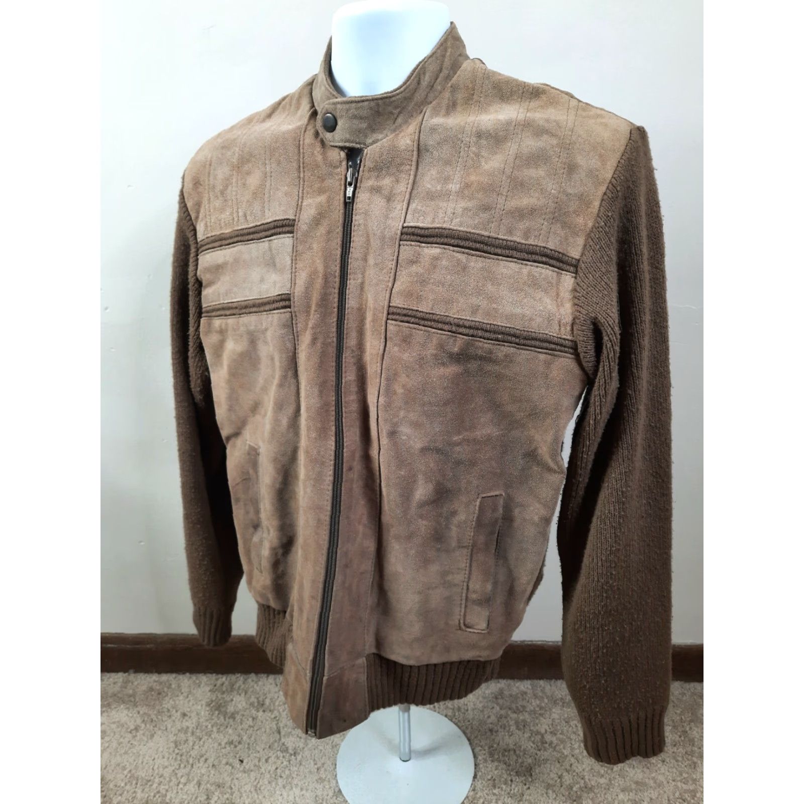 Vintage VINTAGE 70s REPAGE LEATHER Suede JACKET / Sweater Mens Medium Coat Bomber Jacket Brown M Full Zip Mens Size US M / EU 48-50 / 2 - 4 Thumbnail