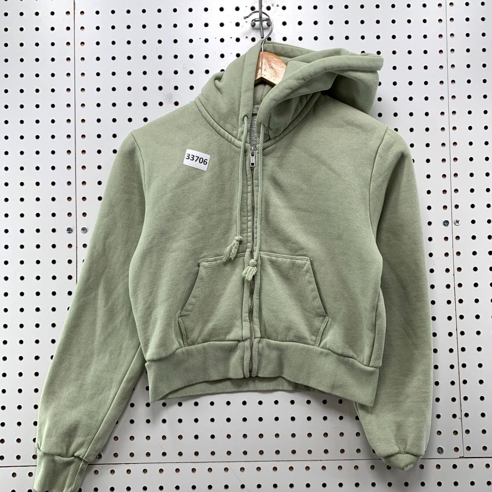 Brandy Melville John Galt Hoodie Womens One Size Pistachio Green Cropped Zip Sweatshirt 18x17.5 Size ONE SIZE - 2 Thumbnail