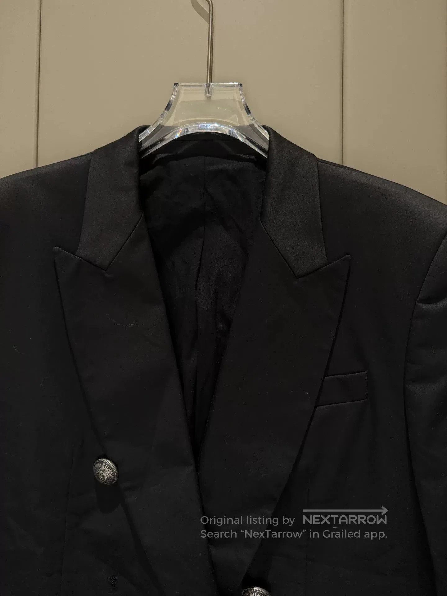 Balmain BALMAIN Men's Black Double-Breasted Suit Jacket. Size US M / EU 48-50 / 2 - 3 Thumbnail
