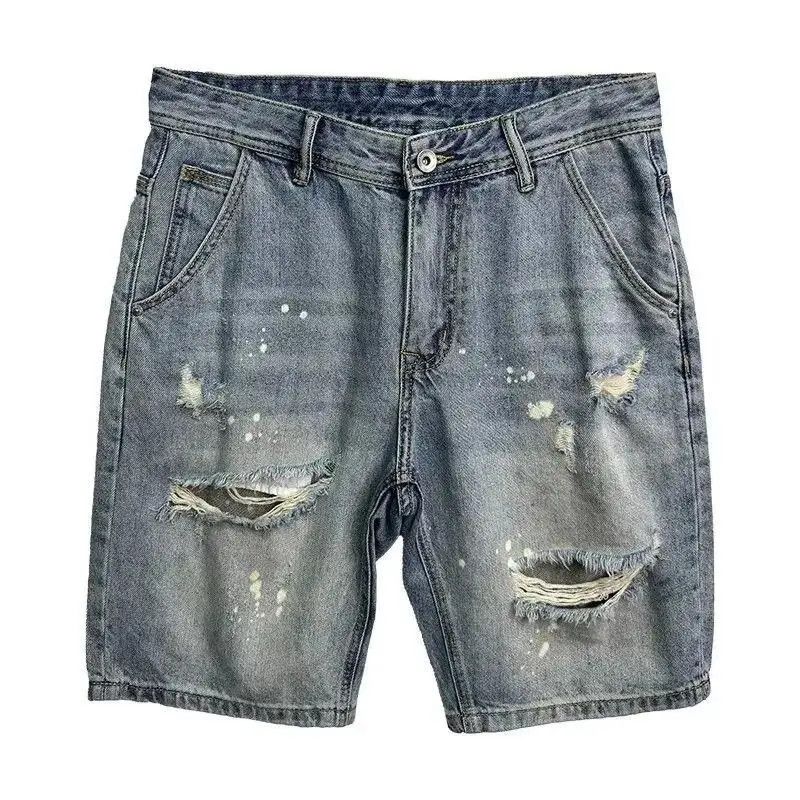 Japanese Brand Retro splashed ink ripped denim shorts Size US 32 / EU 48 - 5 Thumbnail