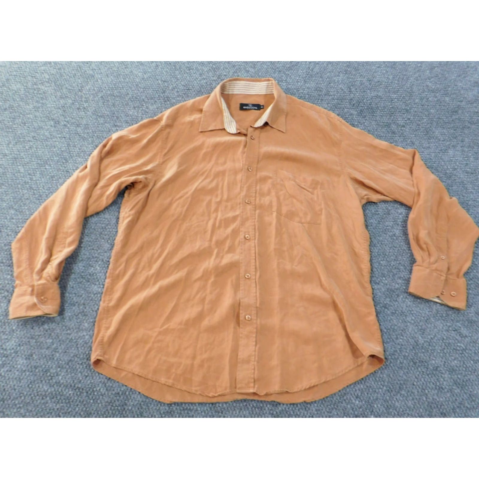 BUGATCHI Bugatchi Uomo Shirt xl orange mens tencel casual button up city modern Size US XL / EU 56 / 4 - 2 Thumbnail