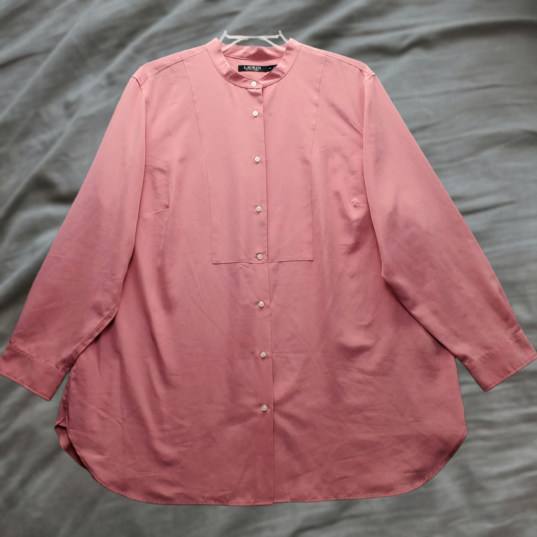 Ralph Lauren Lauren Ralph Lauren Shirt Women 3X Pink Long Sleeve Button Front Band Collar Size XXL / US 16-18 / IT 52-54 - 1 Thumbnail