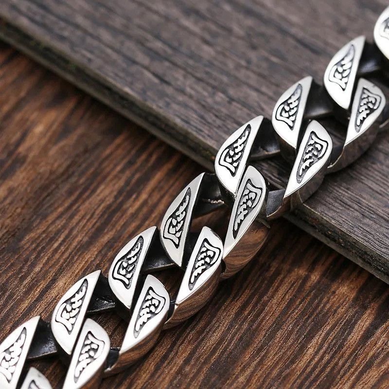 Jewelry S925 Silver Locomotive Latch Horsetail Woven Bracelet Size ONE SIZE - 6 Thumbnail