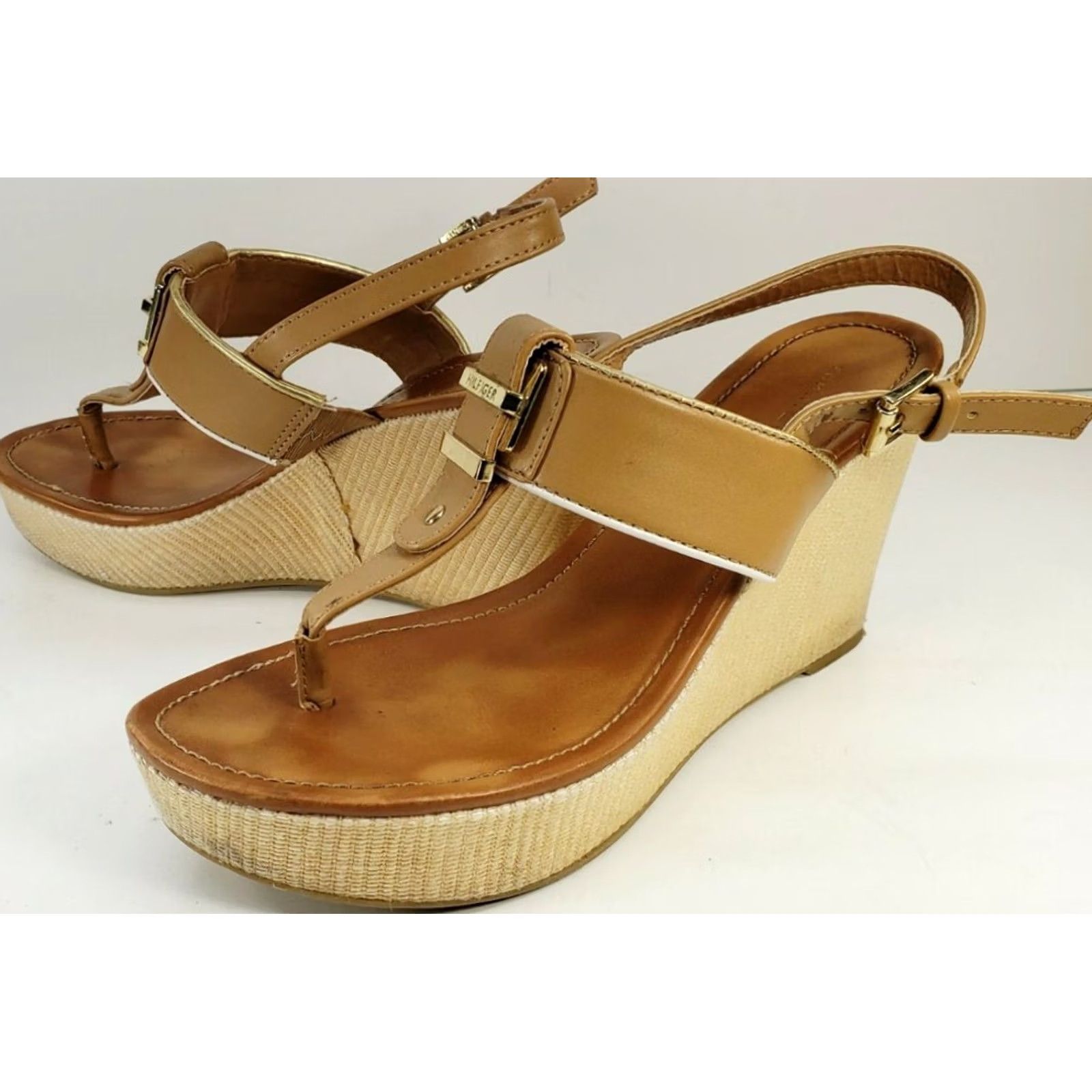 Tommy Hilfiger Tommy Hilfiger Womens TWMAREE Platform Cork Sandals Tan Gold Size 6.5M Size US 7 / IT 37 - 2 Thumbnail