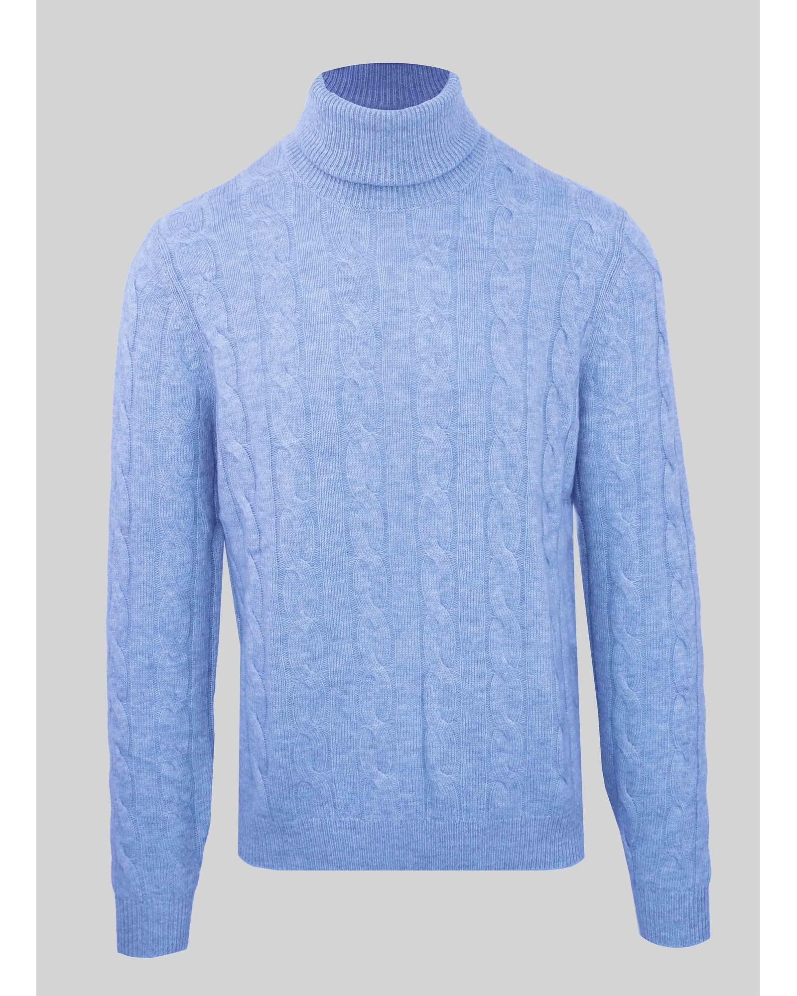 image of Malo Wool Cashmere Turtleneck Sweater in Blue, Men's (Size 2XL)