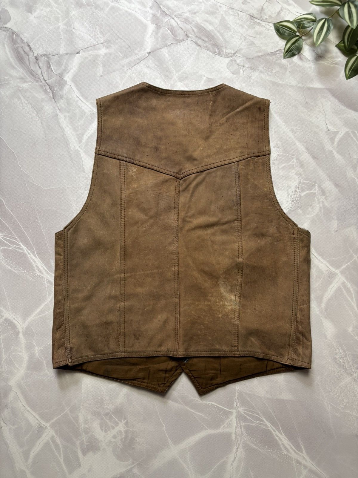 Cowboy Equipment Santa Fe Leather Vest Western Cowboy Distressed Patina L Size L / US 10 / IT 46 - 7 Thumbnail