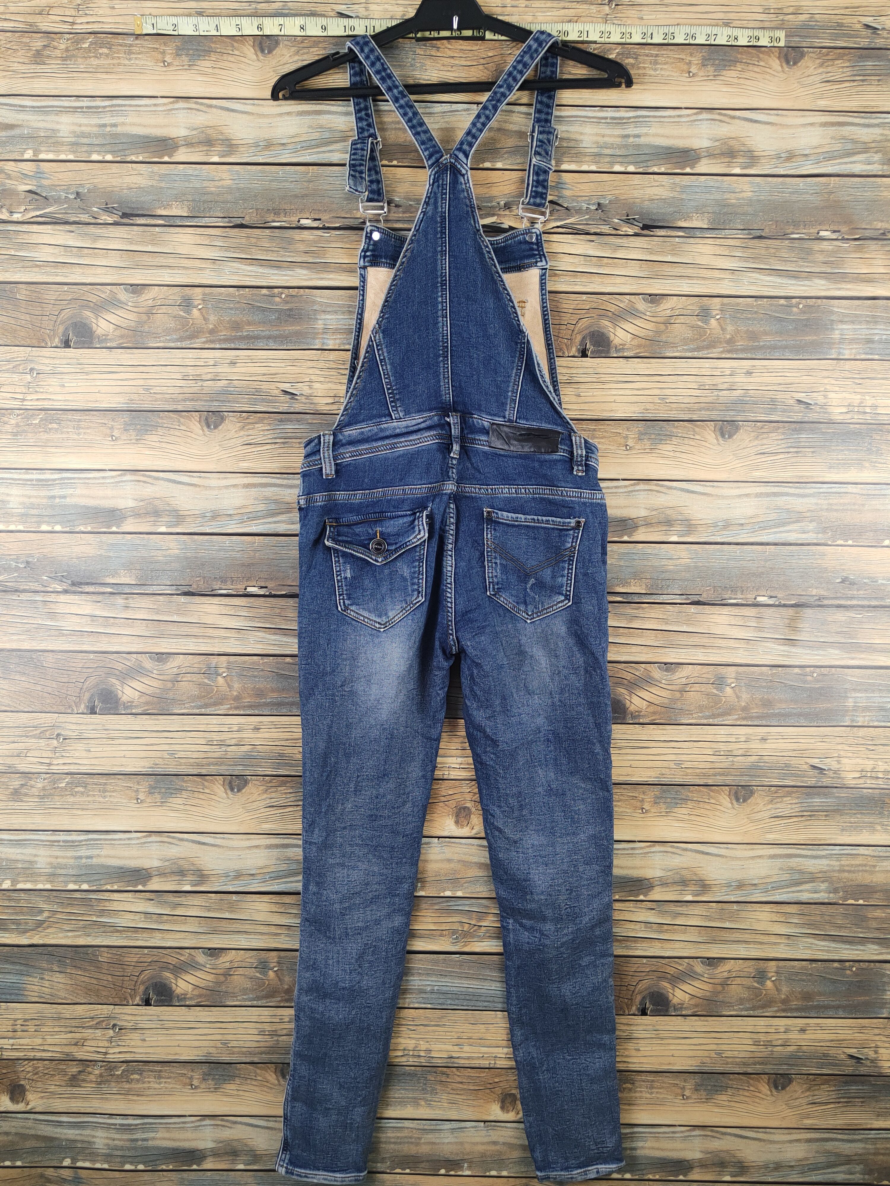 Japanese Brand × Vintage Vintage Nono Dark Blue Adjustable Strap Denim Jumpsuits Size 29" - 10 Thumbnail