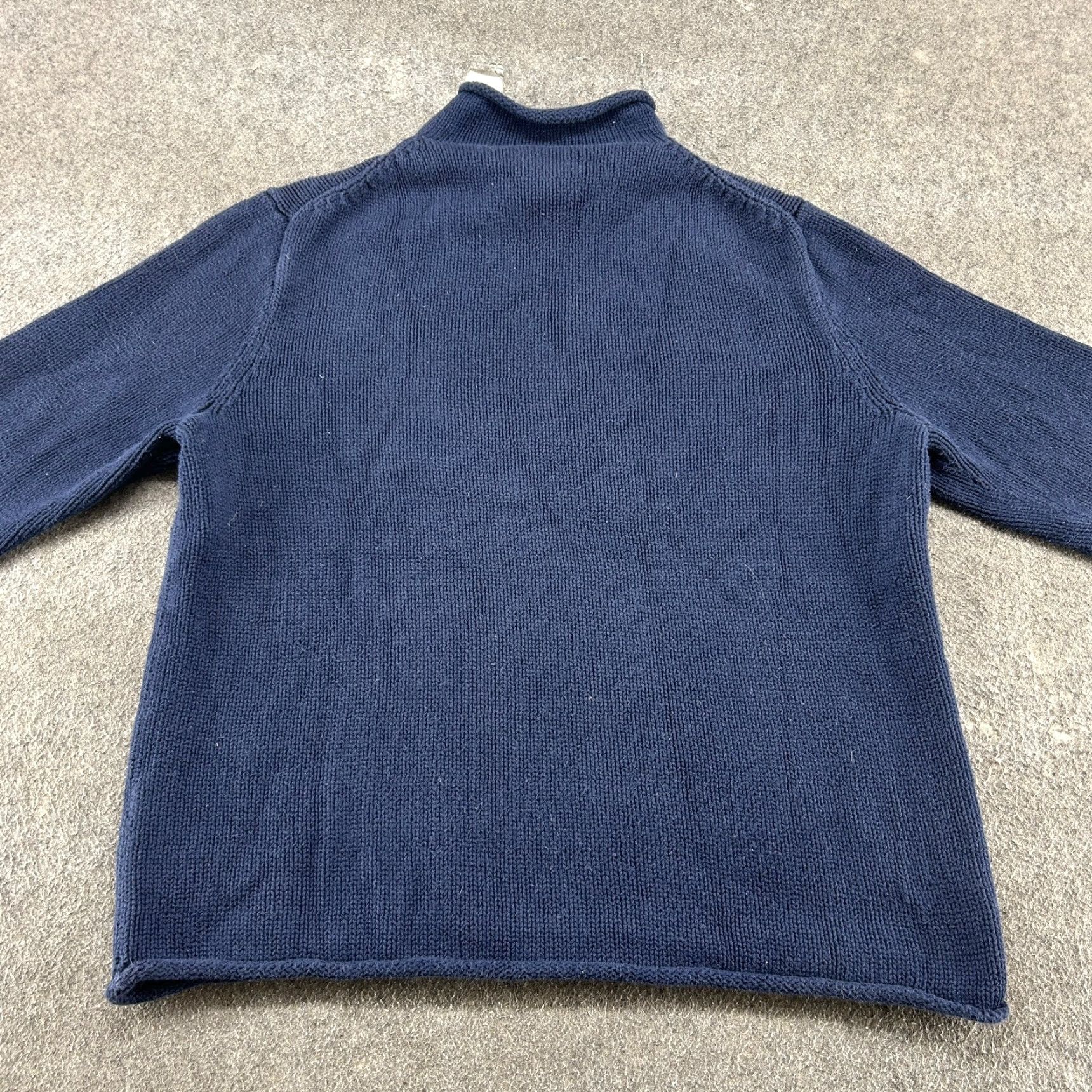 J.Crew J.CREW Sweater Pullover Mens L Blue Navy Mock Neck Fisherman Cable Solid Knit Wool Cotton Night 90s Vintage? Size US L / EU 52-54 / 3 - 6 Thumbnail