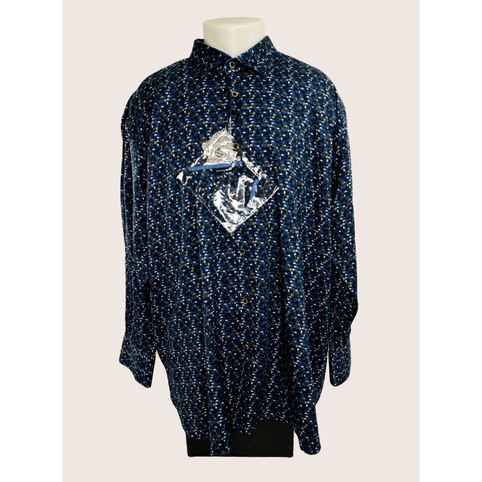 Vintage VINTAGE VISCONTI BLACK Shirt Mens Big 3X Geometric Blue Long Sleeve Button-Up With Tags Face Mask Matching Geometric 90s Theme Size US XXL / EU 58 / 5 - 1 Thumbnail