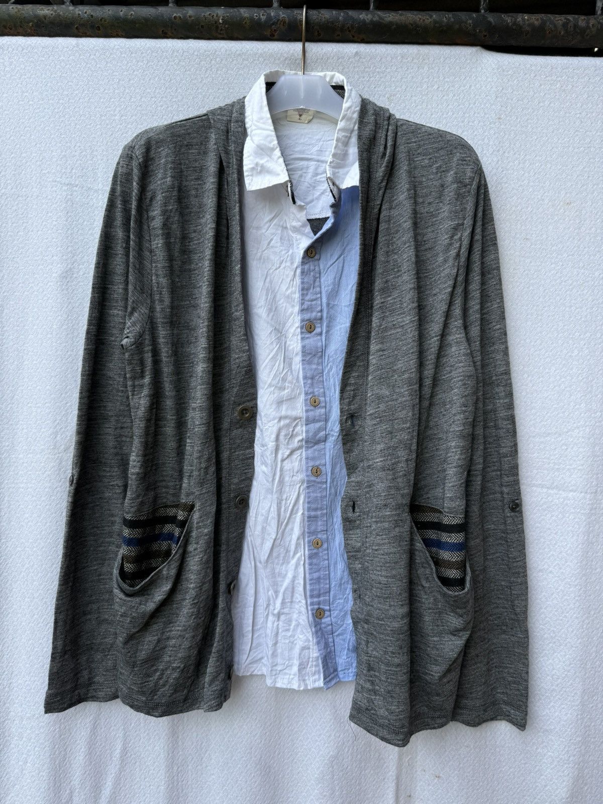 Yohji Yamamoto Hybrid double layers cardigan hooded button shirt Size US M / EU 48-50 / 2 - 1 Thumbnail