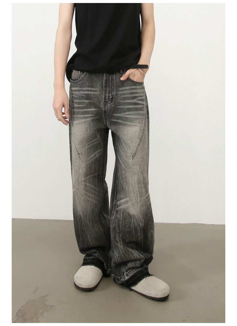 Japanese Brand × Jean Men's whisker straight raw edge washed distressed jeans Size US 32 / EU 48 - 1 Thumbnail