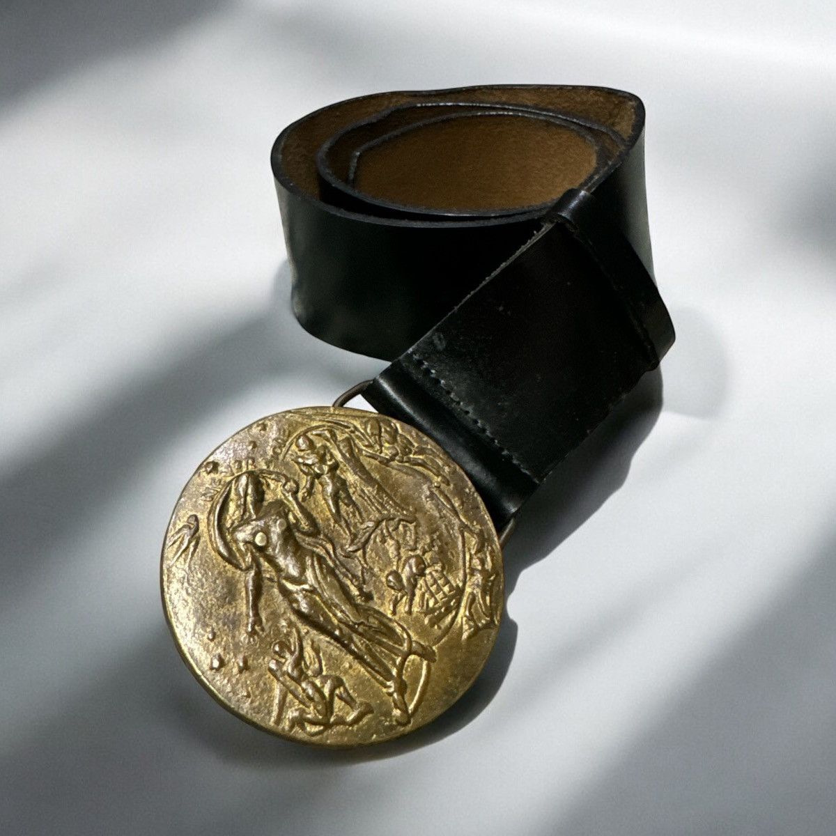 Japanese Brand HALF MOON TAKEO KIKUCHI BRONZE NEVER MORE BUCKLE BELT Size 28 - 1 Thumbnail