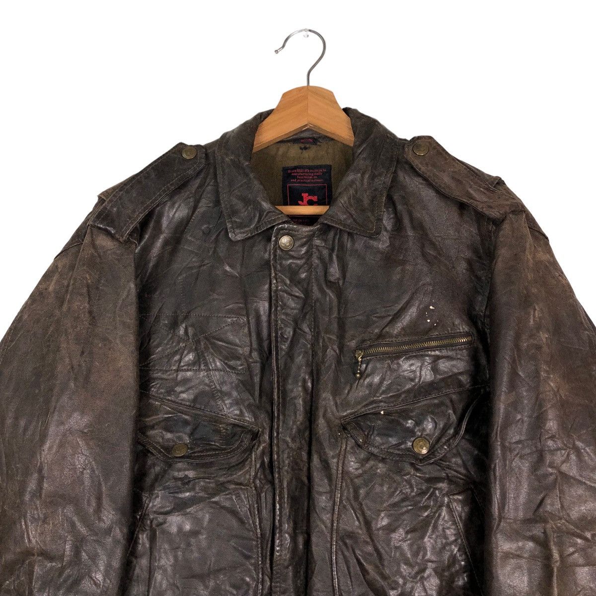 Japanese Brand 🔥Vintage Fly Leather Jacket JC Havard Japan Issey Miyake Size US L / EU 52-54 / 3 - 3 Thumbnail