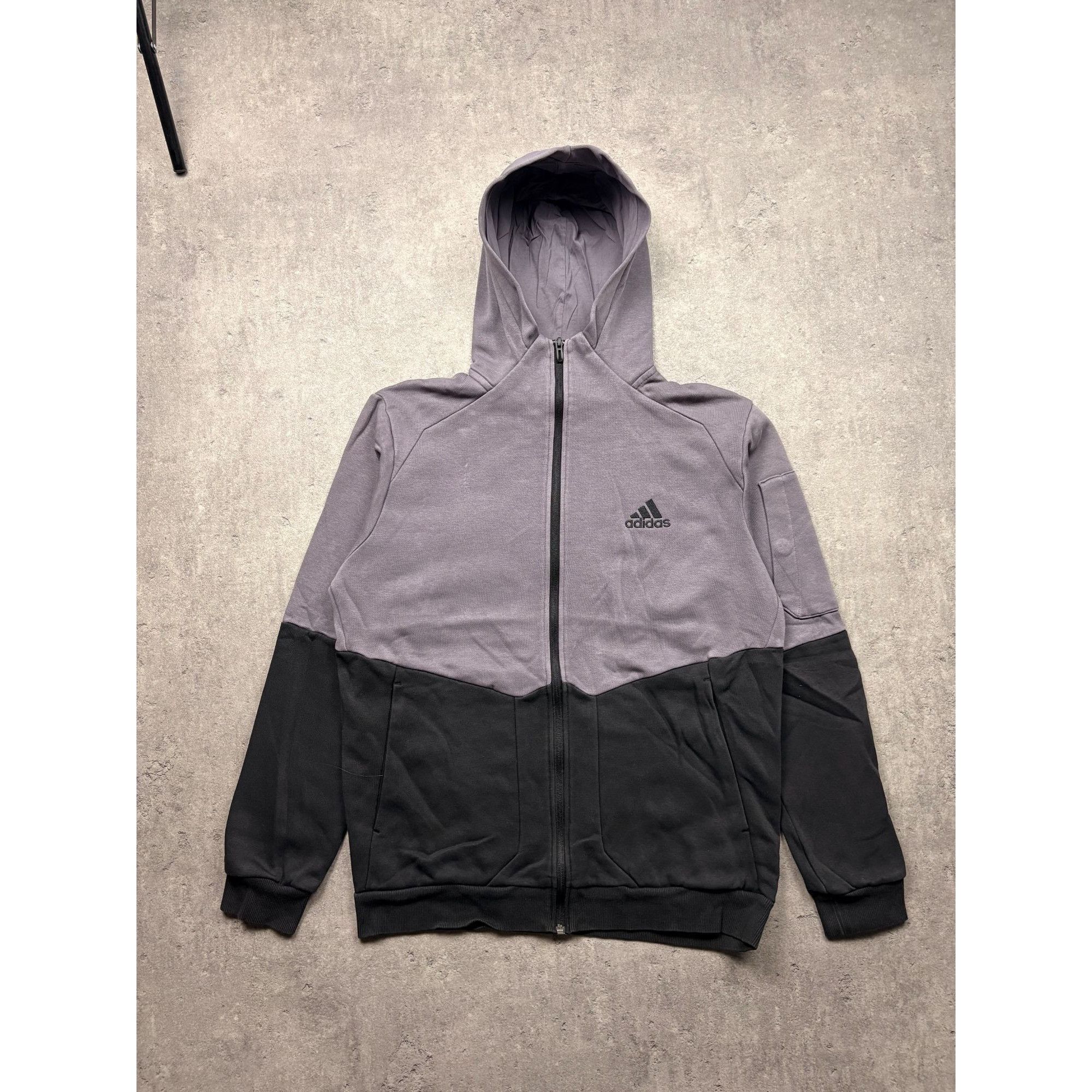 Adidas Adidas Essential Color-Block Full-Zip Hoodie - Charcoal & Bl Size US M / EU 48-50 / 2 - 1 Thumbnail