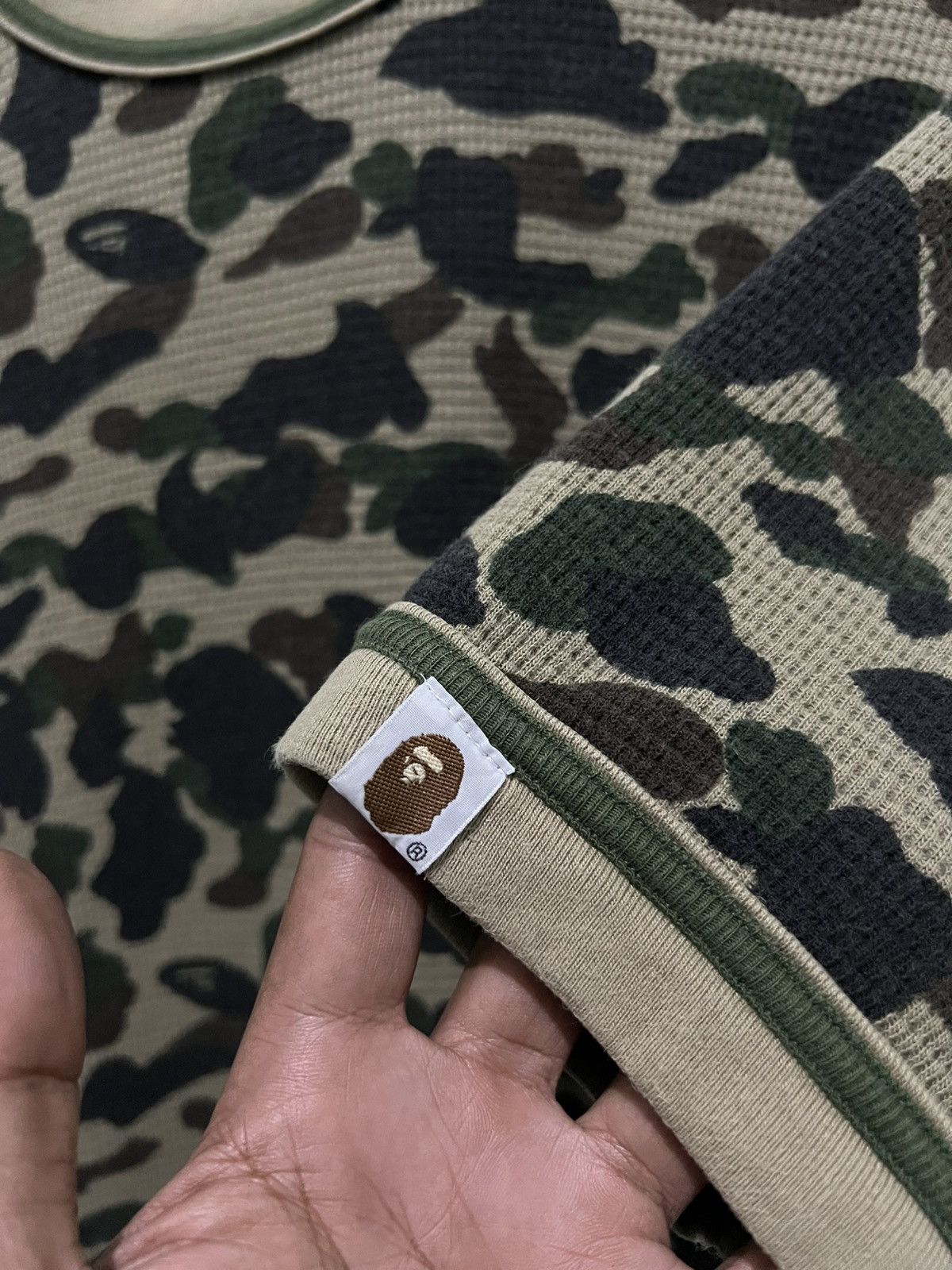 Bape BAPE Full Camo Green Thermal Ringer Tshirt Size US M / EU 48-50 / 2 - 3 Thumbnail