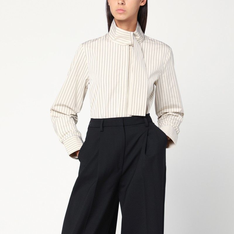 Patou Patou Striped Shirt With Scarf Collar Size M / US 6-8 / IT 42-44 - 1 Thumbnail