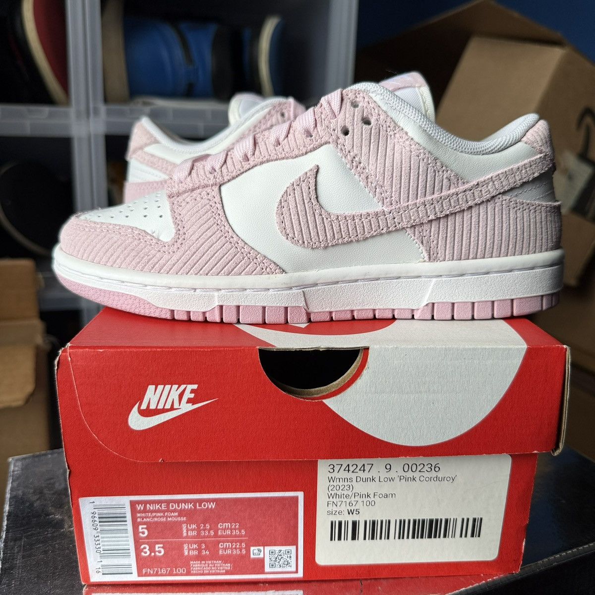Nike Nike Dunk Low 'Pink Corduroy' Womens Size US 5 / IT 35 - 2 Thumbnail