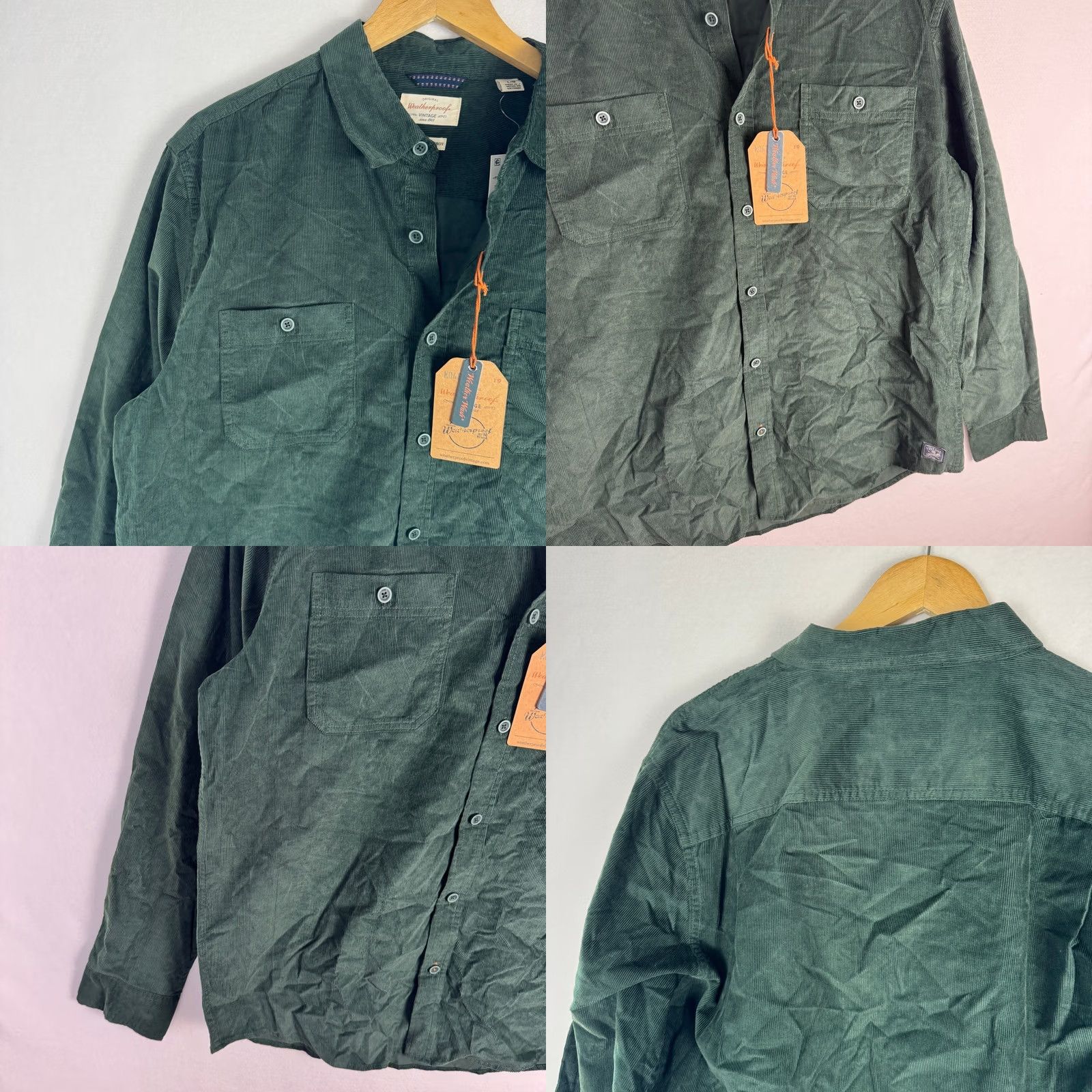 Weatherproof Weatherproof Vintage Corduroy Button Down Shirt Scarab Green L Weatherproof Vintage Shirt Long Sleeve Collared Button-Up Casual Workwear Travel Size US L / EU 52-54 / 3 - 9 Thumbnail