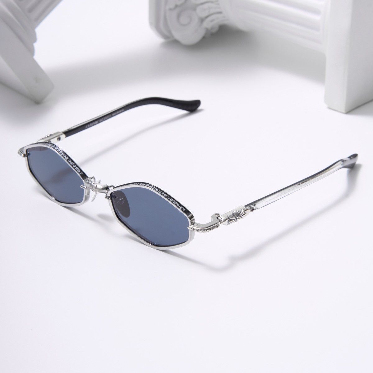 Chrome Hearts CHROME HEARTS NIP SLIP BRUSHED ALLOY/BLACK-BLACK-PLASTIC SUNGLASSES Size ONE SIZE - 2 Thumbnail