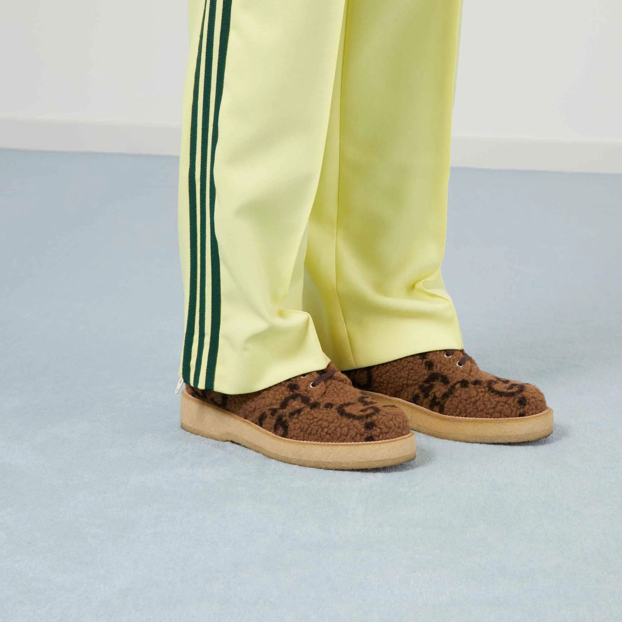 Gucci GUCCI WOOL LEATHER SNEAKER HOPPER GG CAMEL EBONY Size US 10 / EU 43 - 3 Thumbnail