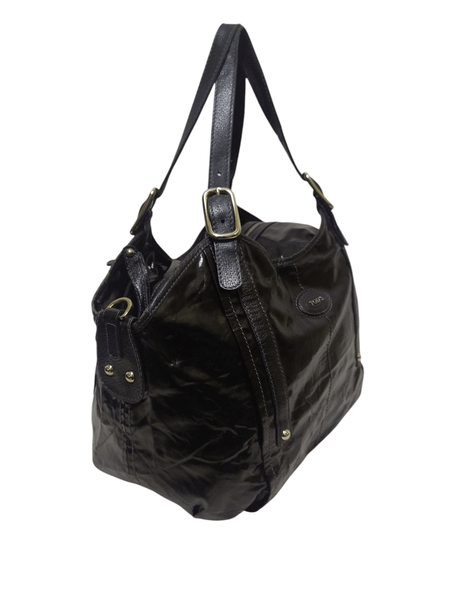 Tod's TOD'S Black Leather Trim Black Front Logo 2 Way Shoulder Bag Size ONE SIZE - 6 Thumbnail