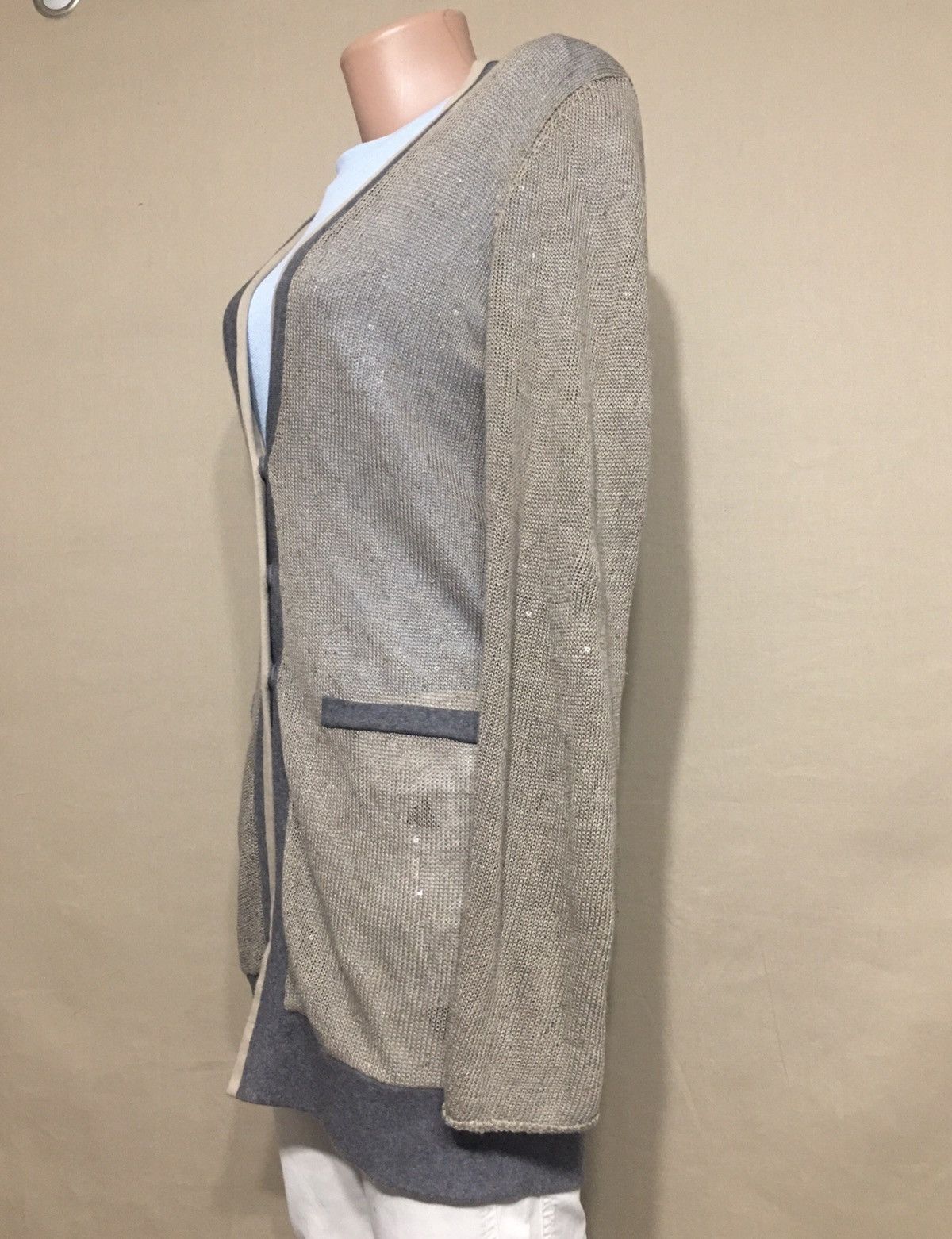 Brunello Cucinelli Brunello Cucinelli Sequin Embellished Silk Blend Cardigan Size L / US 10 / IT 46 - 4 Thumbnail