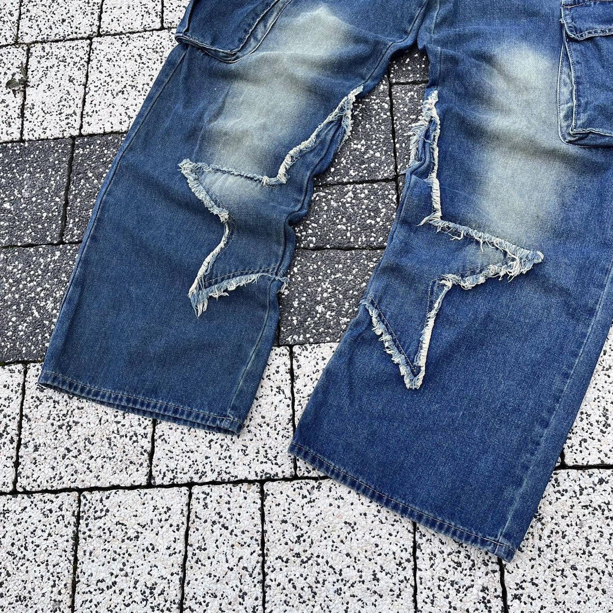 Japanese Brand Vintage Baggy Pants Embroidery Star Denim Streetwear Faded Size US 29 - 4 Thumbnail