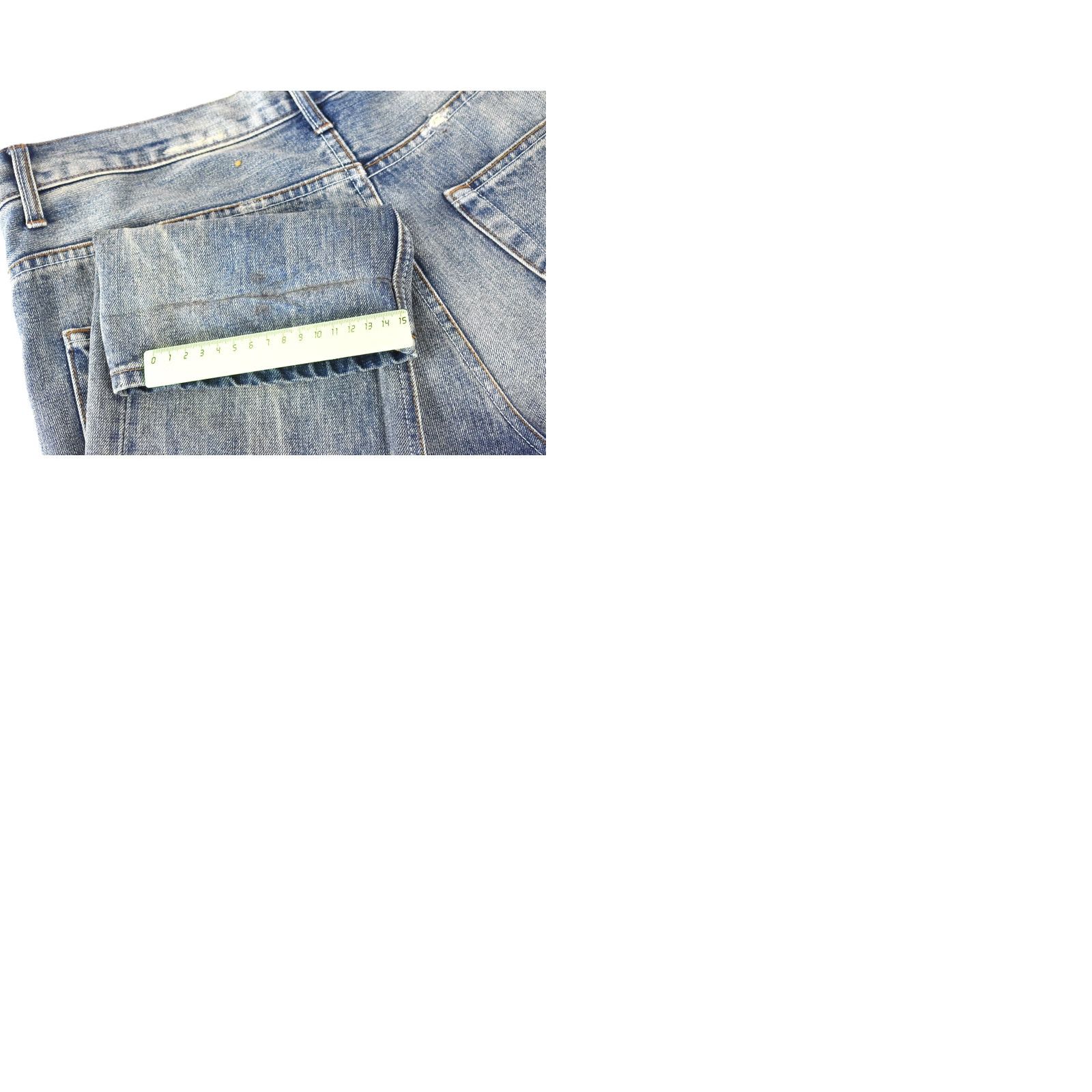 Emmett Emmett Jeans Men's W32/L32 Selvedge Ripped Faded Button Fly Blue Slim Denim Size US 32 / EU 48 - 9 Thumbnail