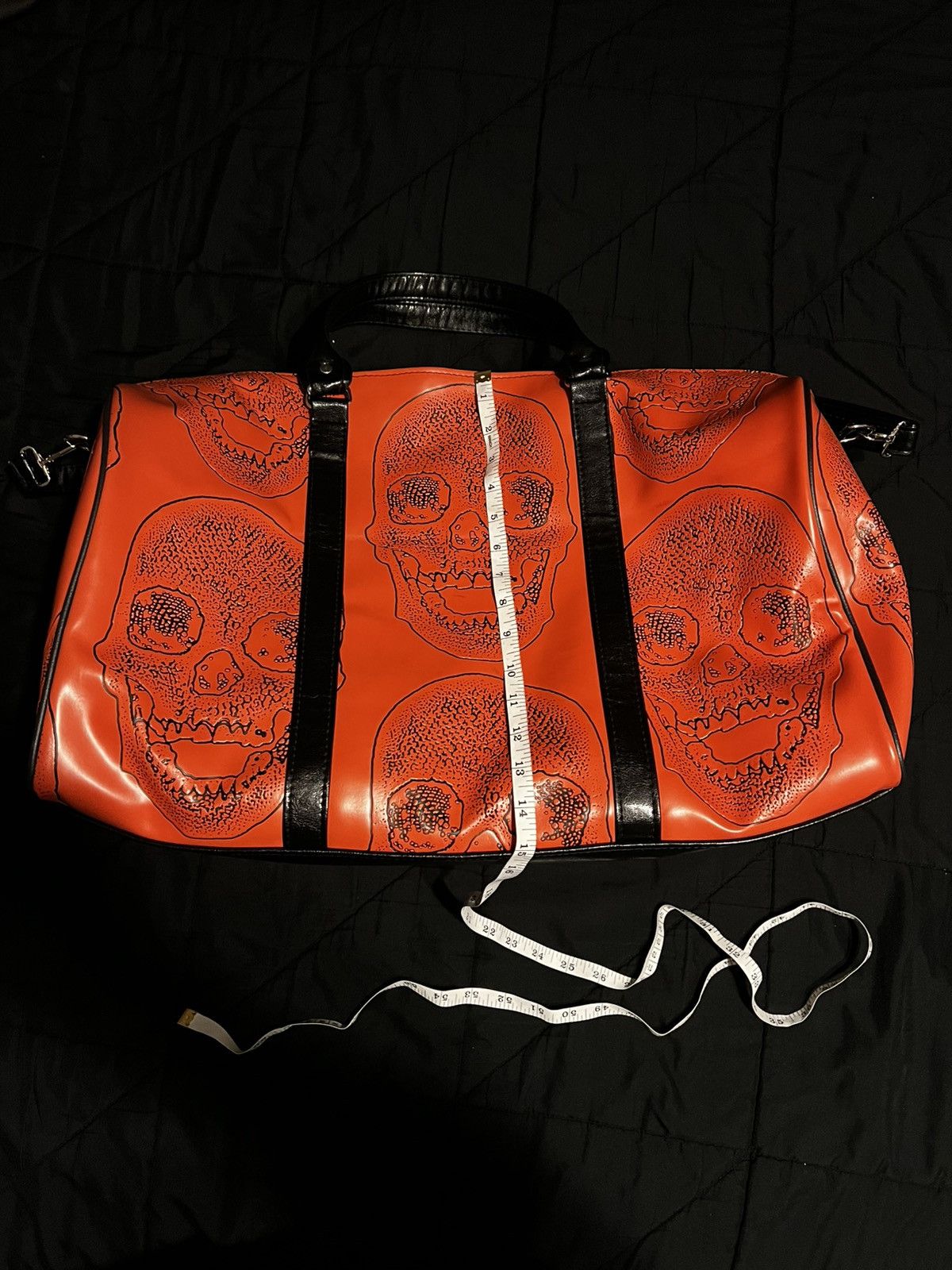 Other Orange/Black Skull Leather Duffel Bag Size ONE SIZE - 6 Thumbnail