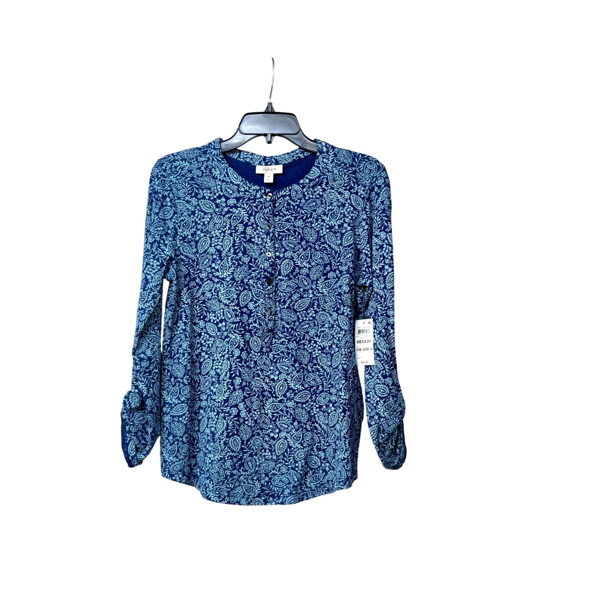 Style & Co Style & Co Cotton Printed Henley T-Shirt, Indigo Paisley, Sz Size M / US 6-8 / IT 42-44 - 10 Thumbnail