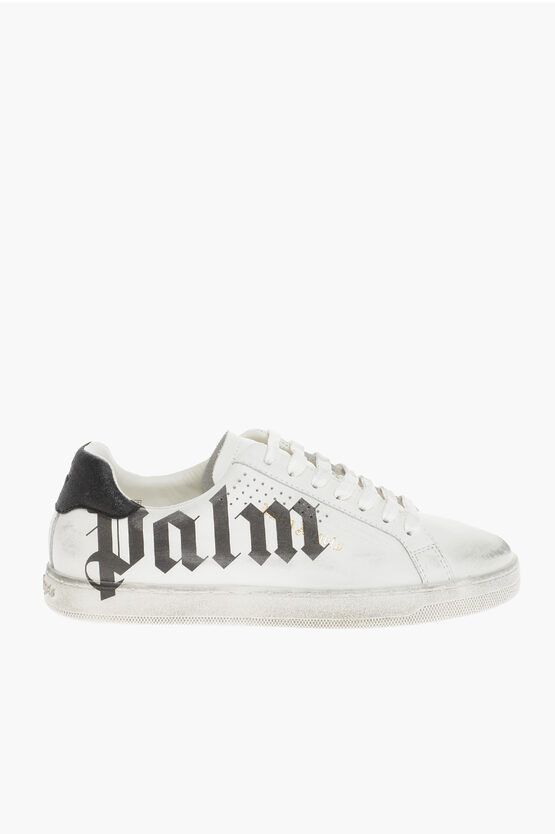image of Palm Angels Og1Mm0524 Leather Vintage Sneakers In White, Men's (Size 6)