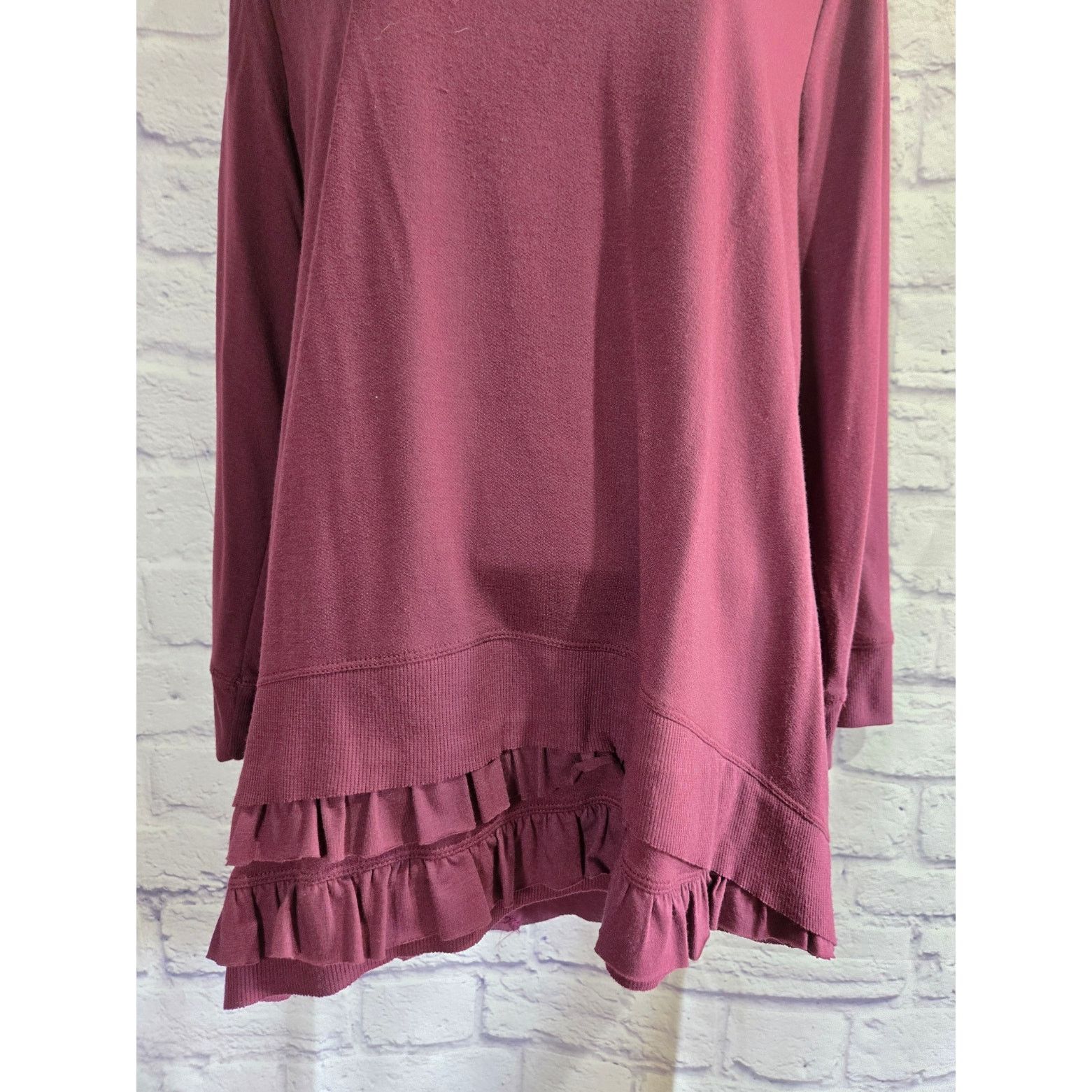 Other Simple Vera Vera Wang Burgundy Ruffled Hem Top Large Size L / US 10 / IT 46 - 2 Thumbnail