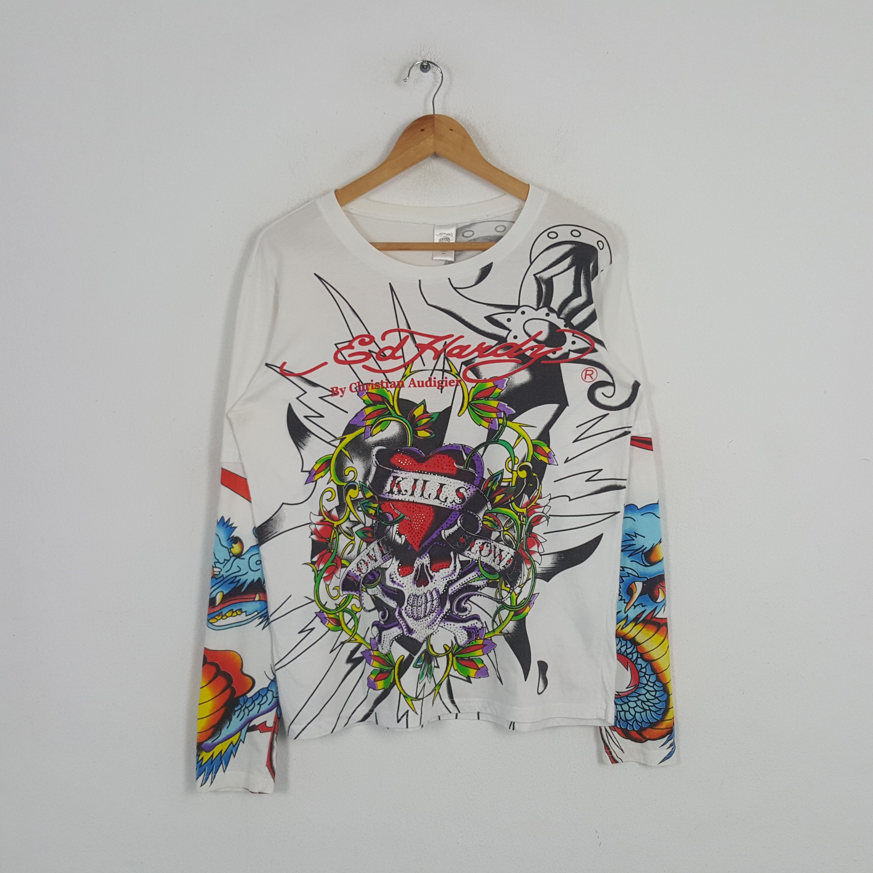 Christian Audigier × Ed Hardy × Vintage Vintage Ed Hardy by Christian Audiger American Brand Tshirt Size US L / EU 52-54 / 3 - 1 Thumbnail