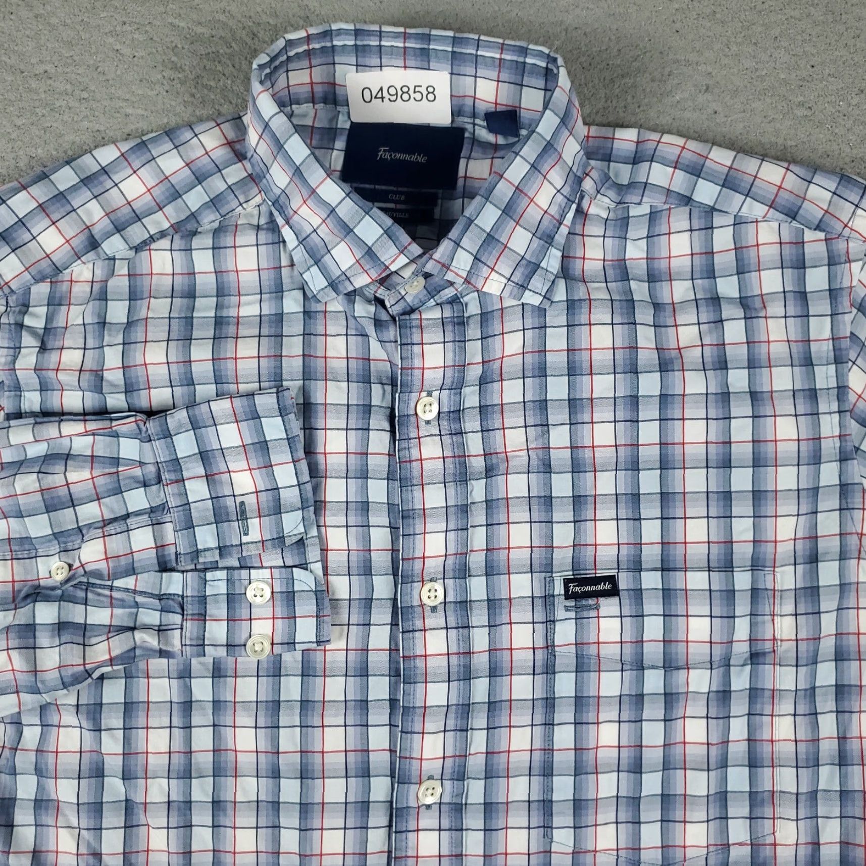 Faconnable Façonnable Blue Plaid Shirt Men’s Medium Long Sleeve Button-Up Casual Modern Preppy Size US M / EU 48-50 / 2 - 2 Thumbnail