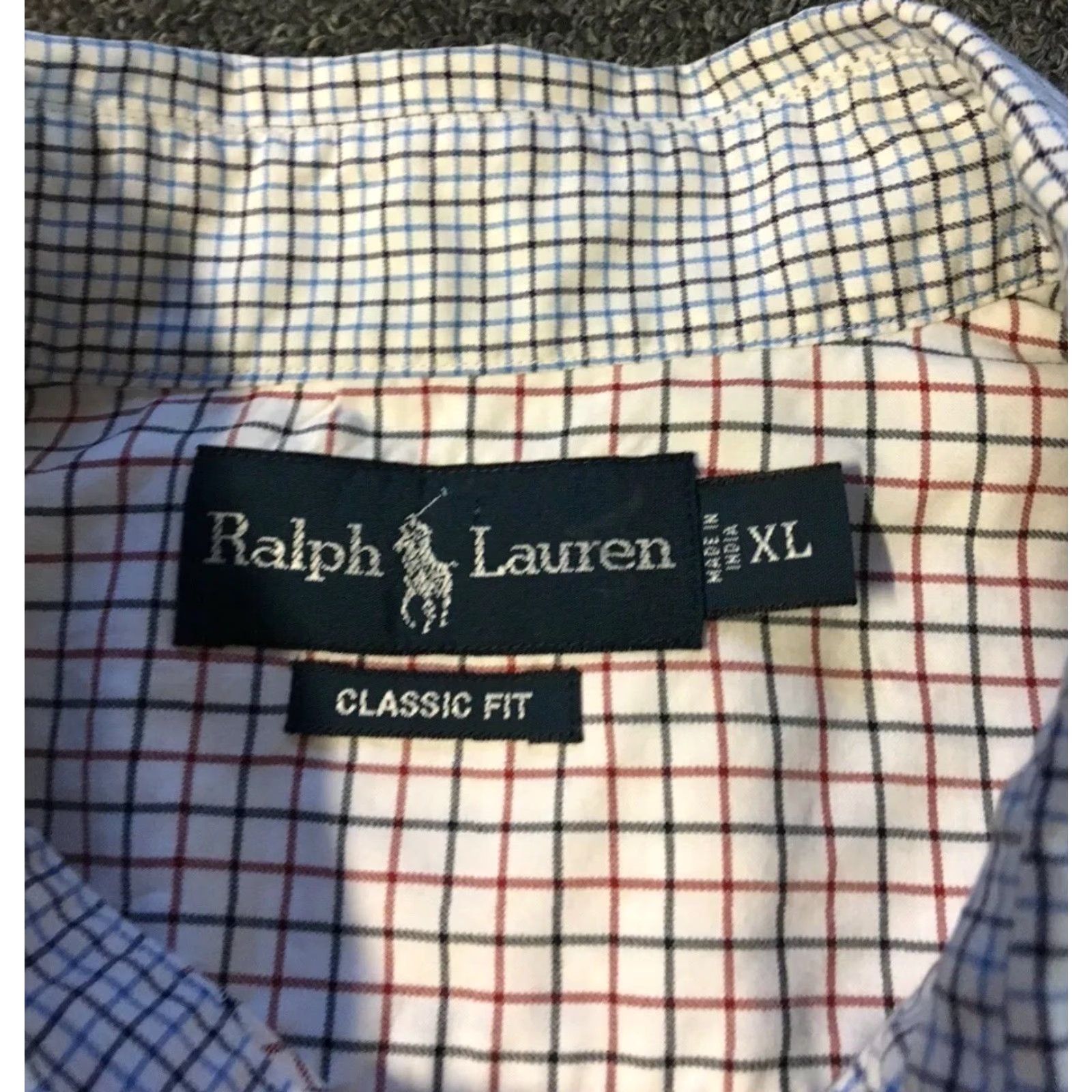 Polo Ralph Lauren VINTAGE Polo Ralph Lauren Shirt 90s Checkered Paneled Button-Down XL Blue Navy Sailing Nautical Sports USA Beach Classic Pattern Plaids & Checks Mens Size US XL / EU 56 / 4 - 6 Thumbnail