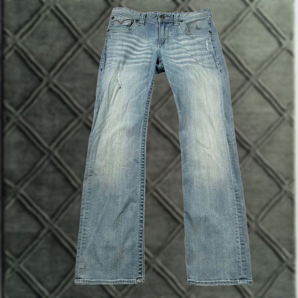 Affliction Affliction Jeans Mens 32x32 Straight Leg Whiskered Light Wash Denim Y2K Wings Size US 32 / EU 48 - 1 Thumbnail